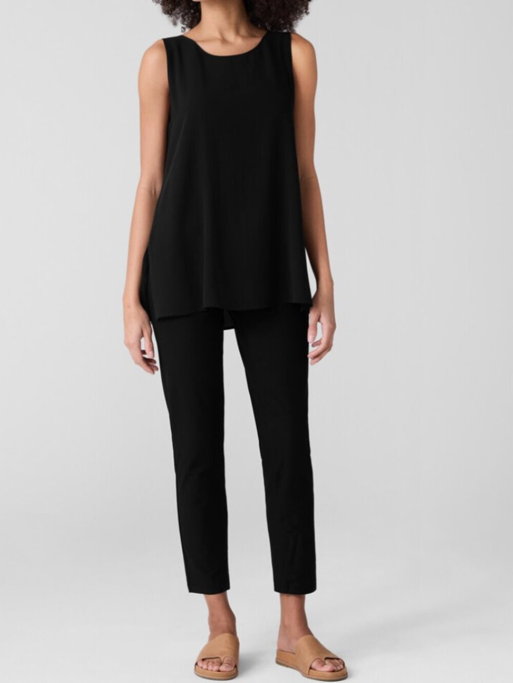 Eileen Fisher Size L Washable Stretch French Crepe High-Waisted Pant Minimalist